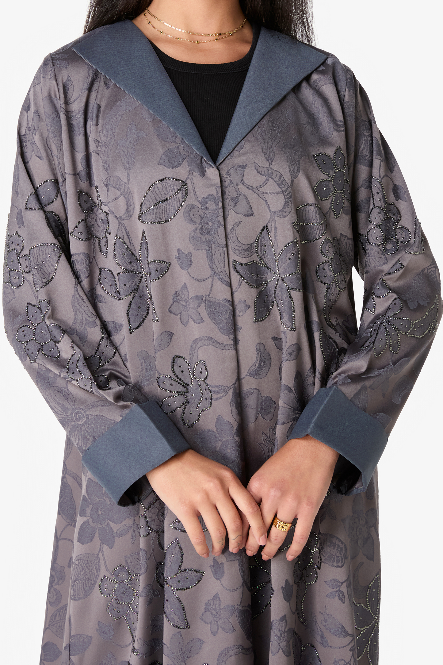 Ousha Black and White Panel Abaya